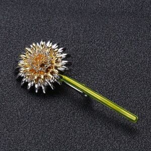 💛 NEW sparkling & unique crystal hand painted dandelion flower brooch 💛